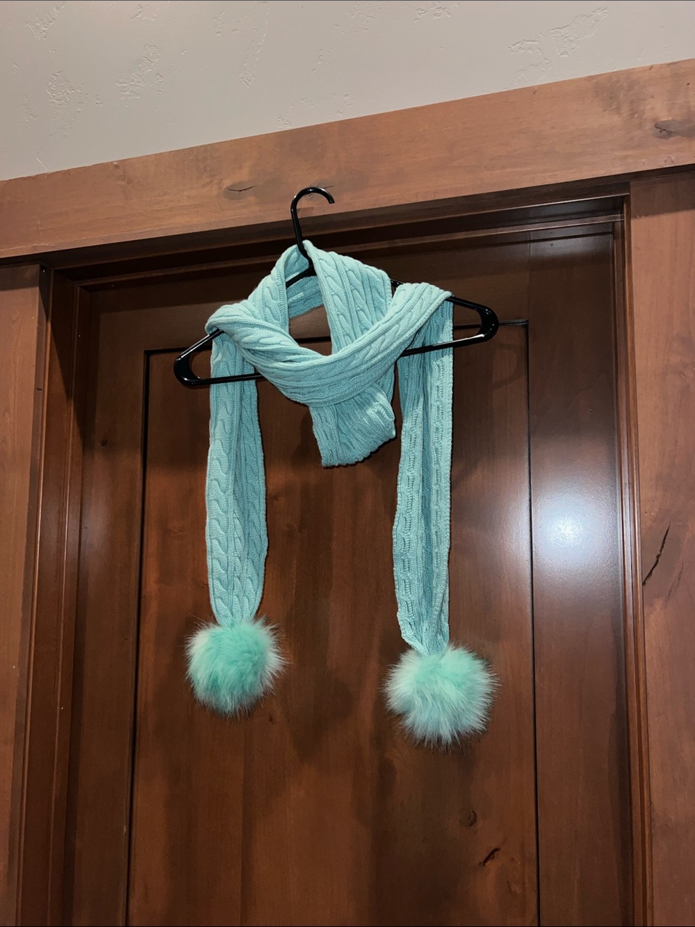 C.C. Scarf w/ Puffballs-Light Blue